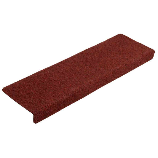 Tapetes de escada autoadesivos 10 peças 65x21x4 cm vermelho bordô com borda retangular