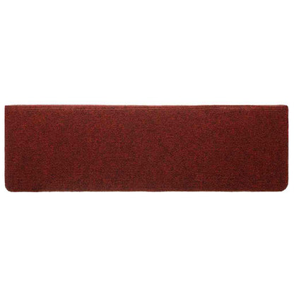 Tapetes de escada autoadesivos 10 peças 65x21x4 cm vermelho bordô com borda retangular