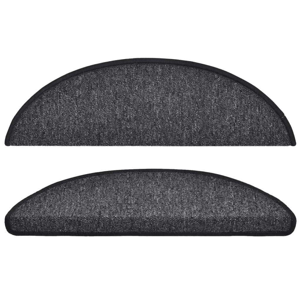 Tapetes de escada 10 peças 56x17x3 cm antracite semicircular