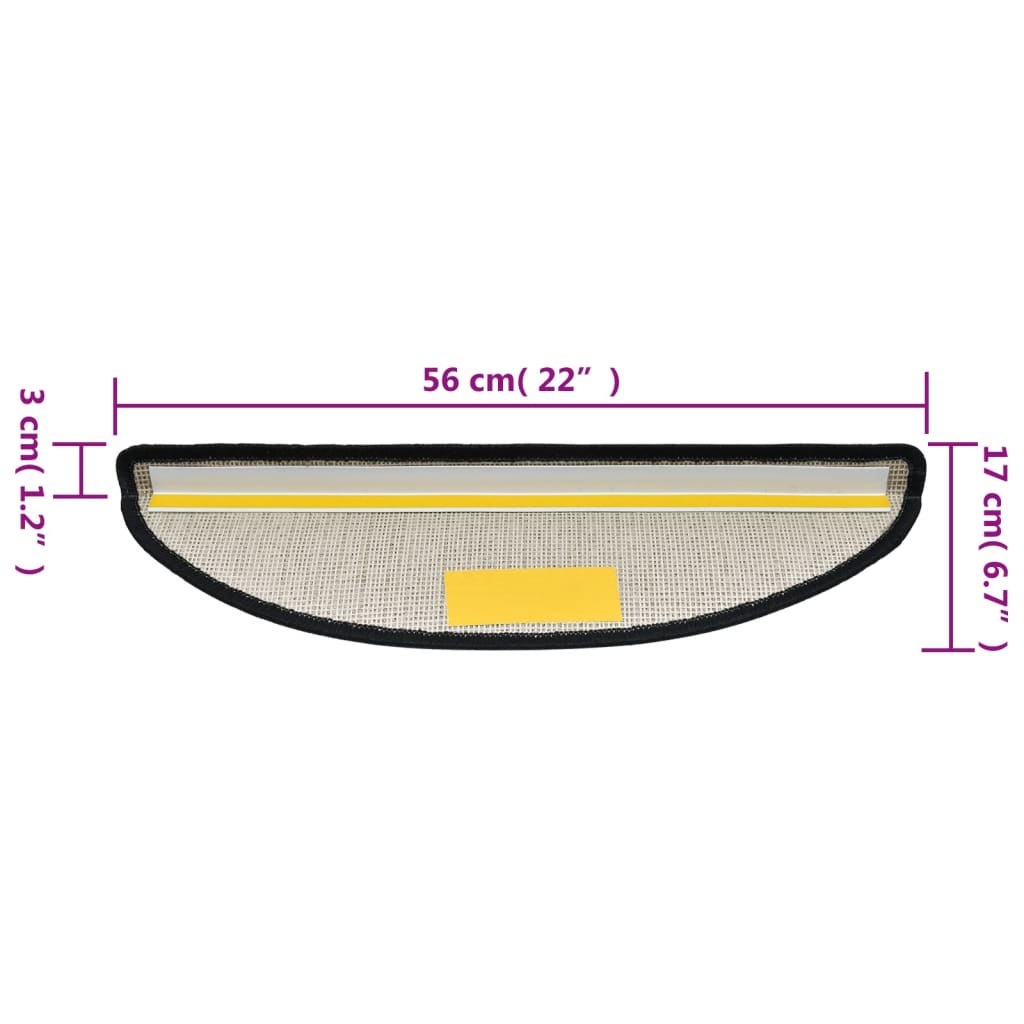 Tapetes de escada 10 peças 56x17x3 cm antracite semicircular