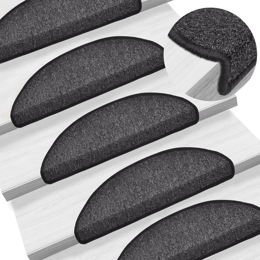 Tapetes de escada 10 peças 56x17x3 cm antracite semicircular