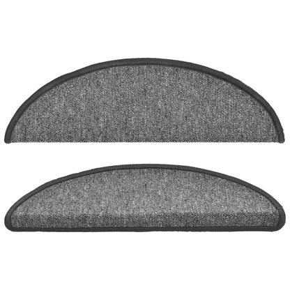 Tapetes de escada 10 peças 56x17x3 cm cinza escuro semicircular