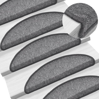 Tapetes de escada 10 peças 56x17x3 cm cinza escuro semicircular