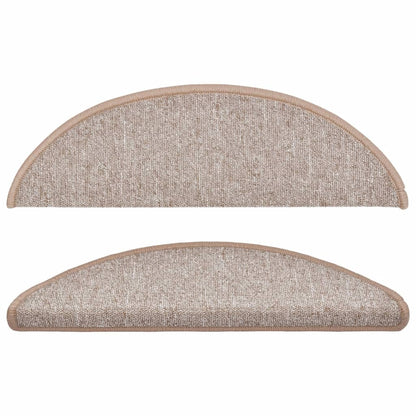Tapetes de escada 10 peças 56x17x3 cm marrom claro semicircular