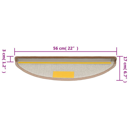 Tapetes de escada 10 peças 56x17x3 cm marrom claro semicircular
