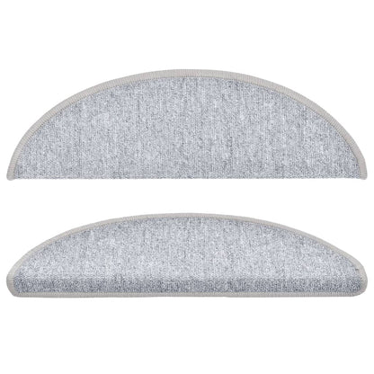 Tapetes de escada 10 peças 56x17x3 cm cinza claro semicircular