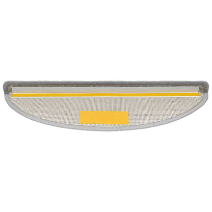 Tapetes de escada 10 peças 56x17x3 cm cinza claro semicircular