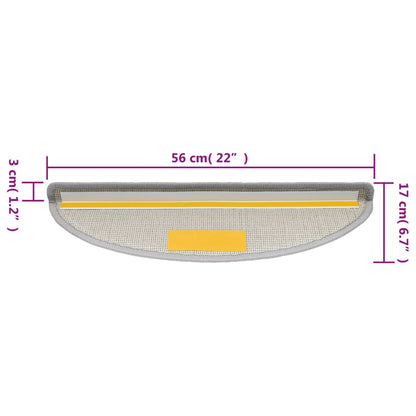 Tapetes de escada 10 peças 56x17x3 cm cinza claro semicircular