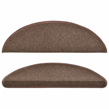 Tapetes de escada 10 peças 56x17x3 cm marrom café meio redondo