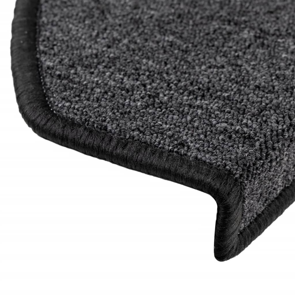 Tapetes de escada 10 peças 65x24x4 cm antracite meio redondo grande
