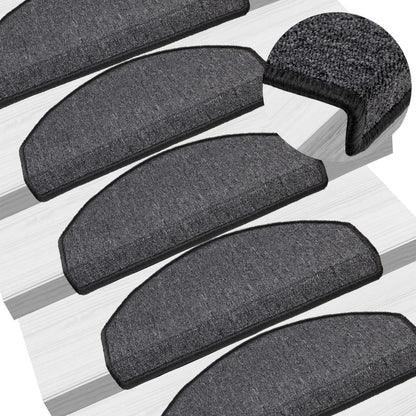 Tapetes de escada 10 peças 65x24x4 cm antracite meio redondo grande