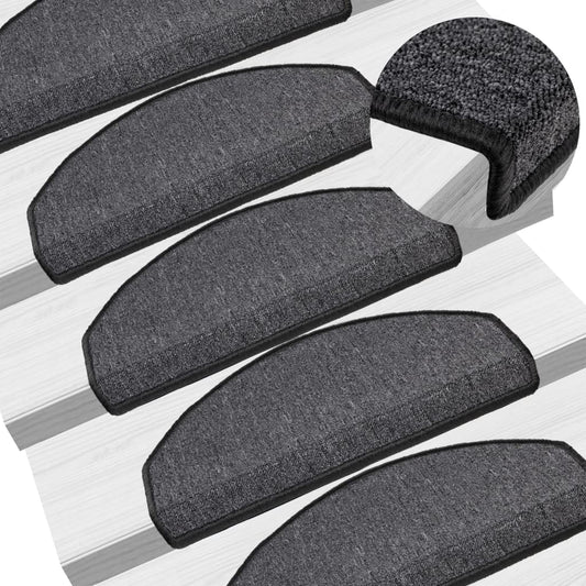 Tapetes de escada 10 peças 65x24x4 cm antracite meio redondo grande