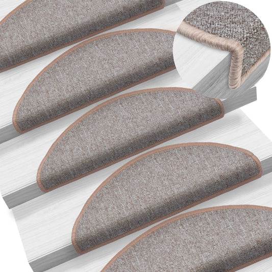 Tapetes de escada 10 peças 65x24x4 cm marrom claro meio redondo grande