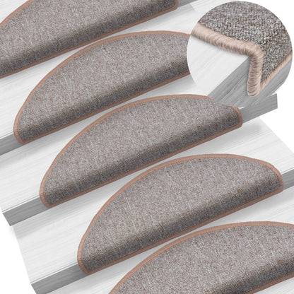 Tapetes de escada 10 peças 65x24x4 cm marrom claro meio redondo grande