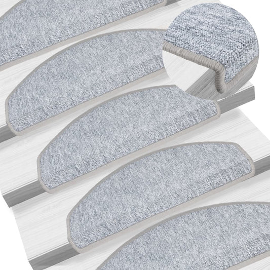 Tapetes de escada 10 peças 65x24x4 cm cinza claro semicircular grande