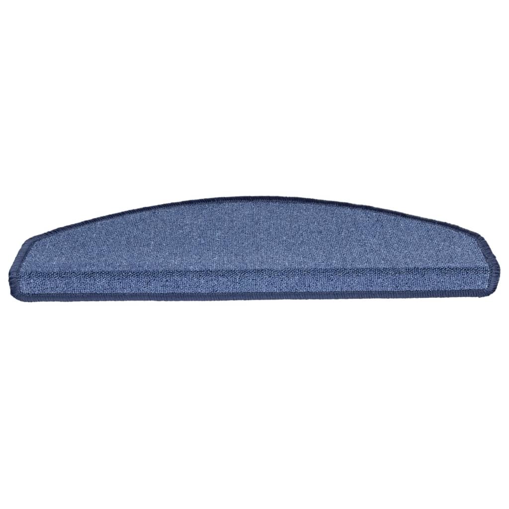 Tapetes de escada 10 peças 65x24x4 cm azul semicircular grande