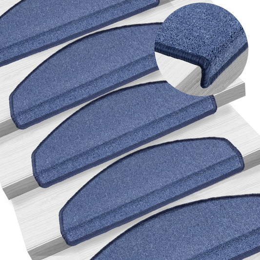 Tapetes de escada 10 peças 65x24x4 cm azul semicircular grande