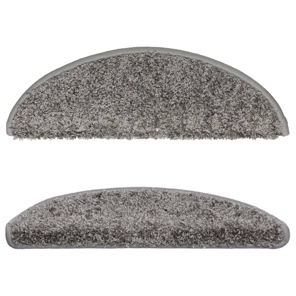 Tapetes de escada 10 peças 56x17x3 cm cinza semicircular