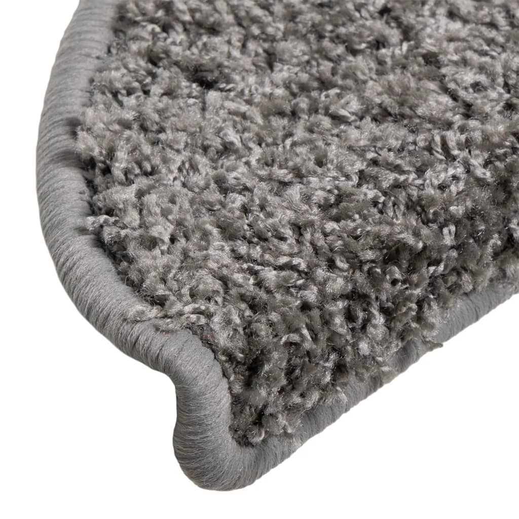 Tapetes de escada 10 peças 56x17x3 cm cinza semicircular
