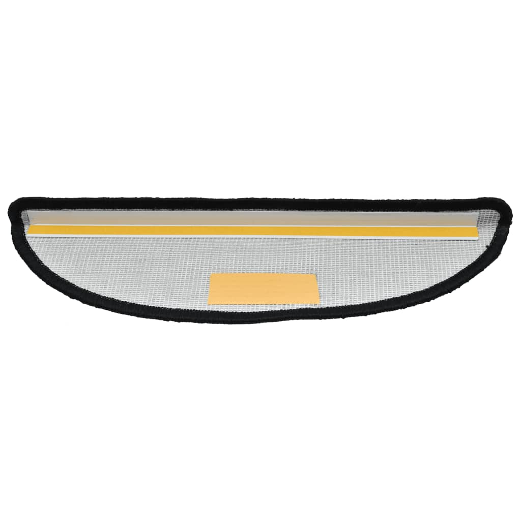 Tapetes de escada 10 peças 56x17x3 cm pretos semicirculares