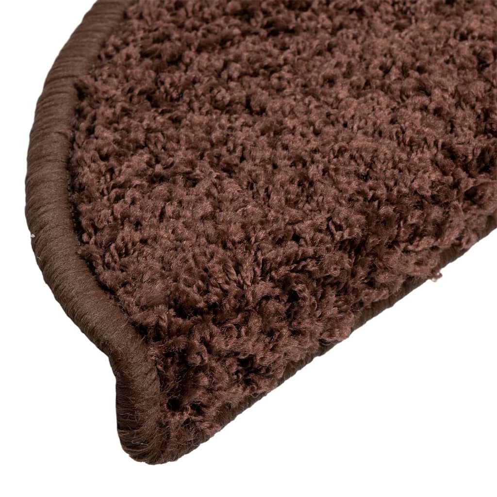 Tapetes de escada 10 peças 56x17x3 cm marrom semicircular