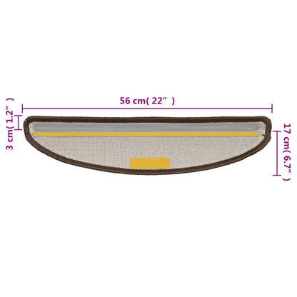Tapetes de escada 10 peças 56x17x3 cm marrom semicircular