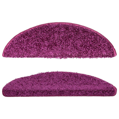 Tapetes de escada 10 peças 56x17x3 cm violeta semicircular
