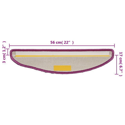 Tapetes de escada 10 peças 56x17x3 cm violeta semicircular