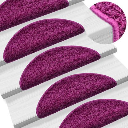 Tapetes de escada 10 peças 56x17x3 cm violeta semicircular