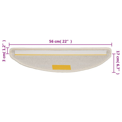 Tapetes de escada 10 peças 56x17x3 cm branco semicircular