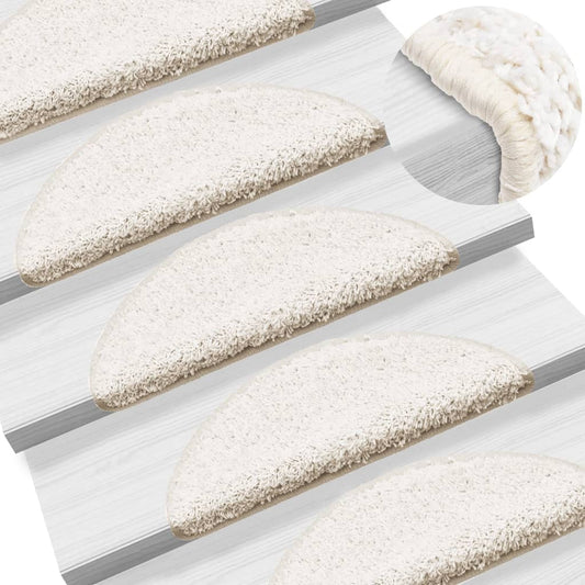 Tapetes de escada 10 peças 56x17x3 cm branco semicircular