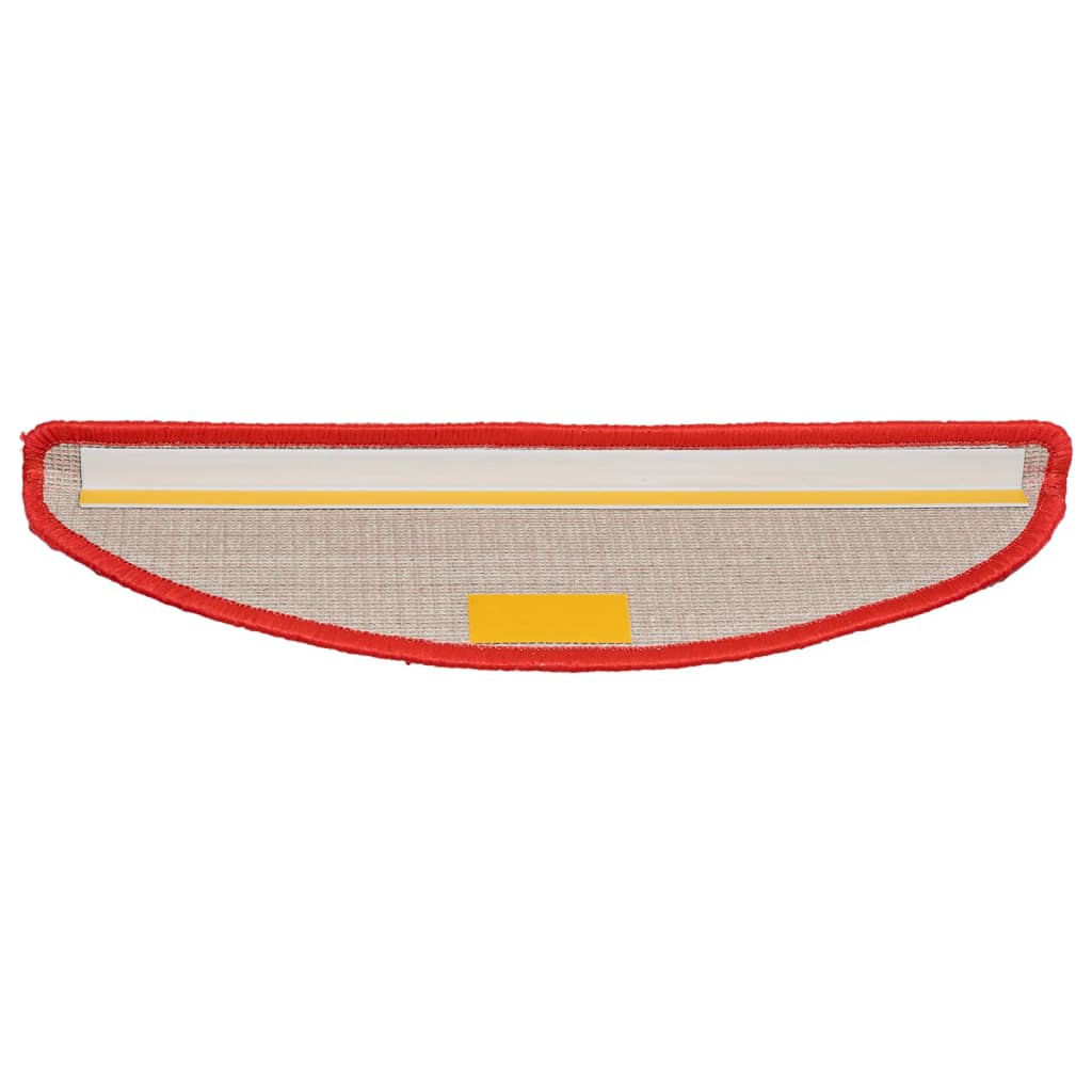 Tapetes de escada 10 peças 56x17x3 cm vermelho semicircular