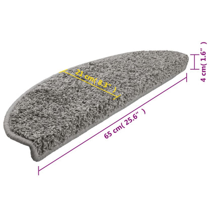 Tapetes de escada 10 peças 65x21x4 cm cinza semicircular grande