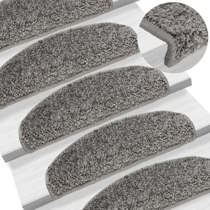 Tapetes de escada 10 peças 65x21x4 cm cinza semicircular grande
