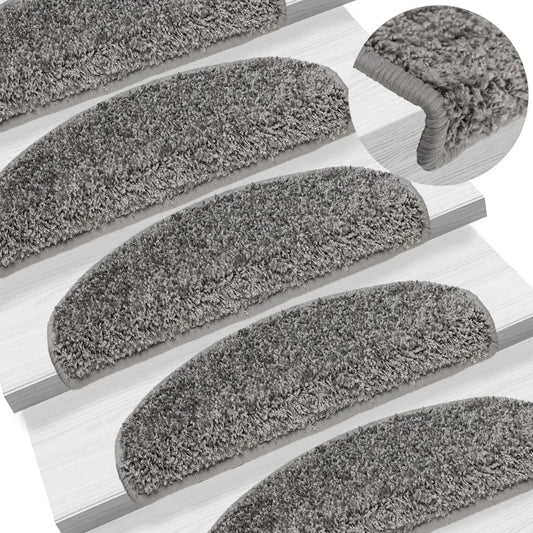 Tapetes de escada 10 peças 65x21x4 cm cinza semicircular grande