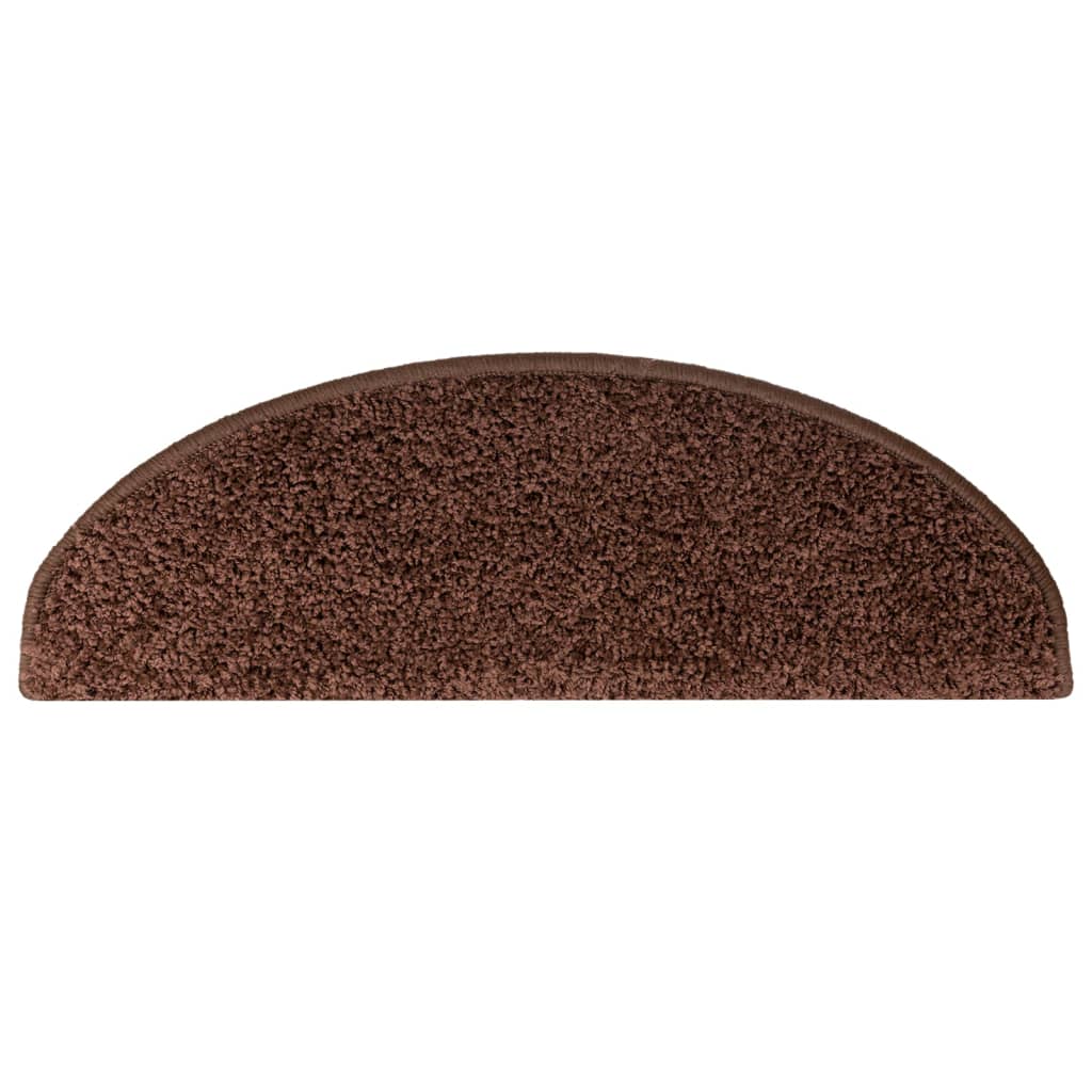 Tapetes de escada 10 peças 65x21x4 cm marrom semicircular grande
