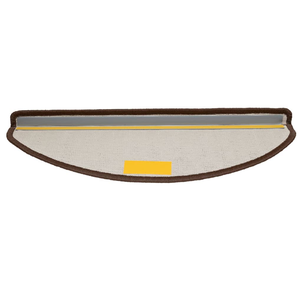 Tapetes de escada 10 peças 65x21x4 cm marrom semicircular grande
