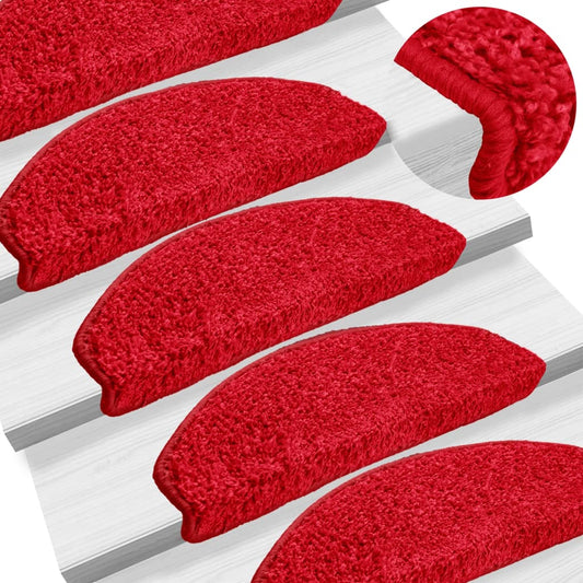 Tapetes de escada 10 peças 65x21x4 cm vermelho semicircular grande