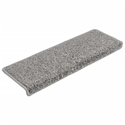 Tapetes de escada 10 peças 65x21x4 cm cinza com borda retangular