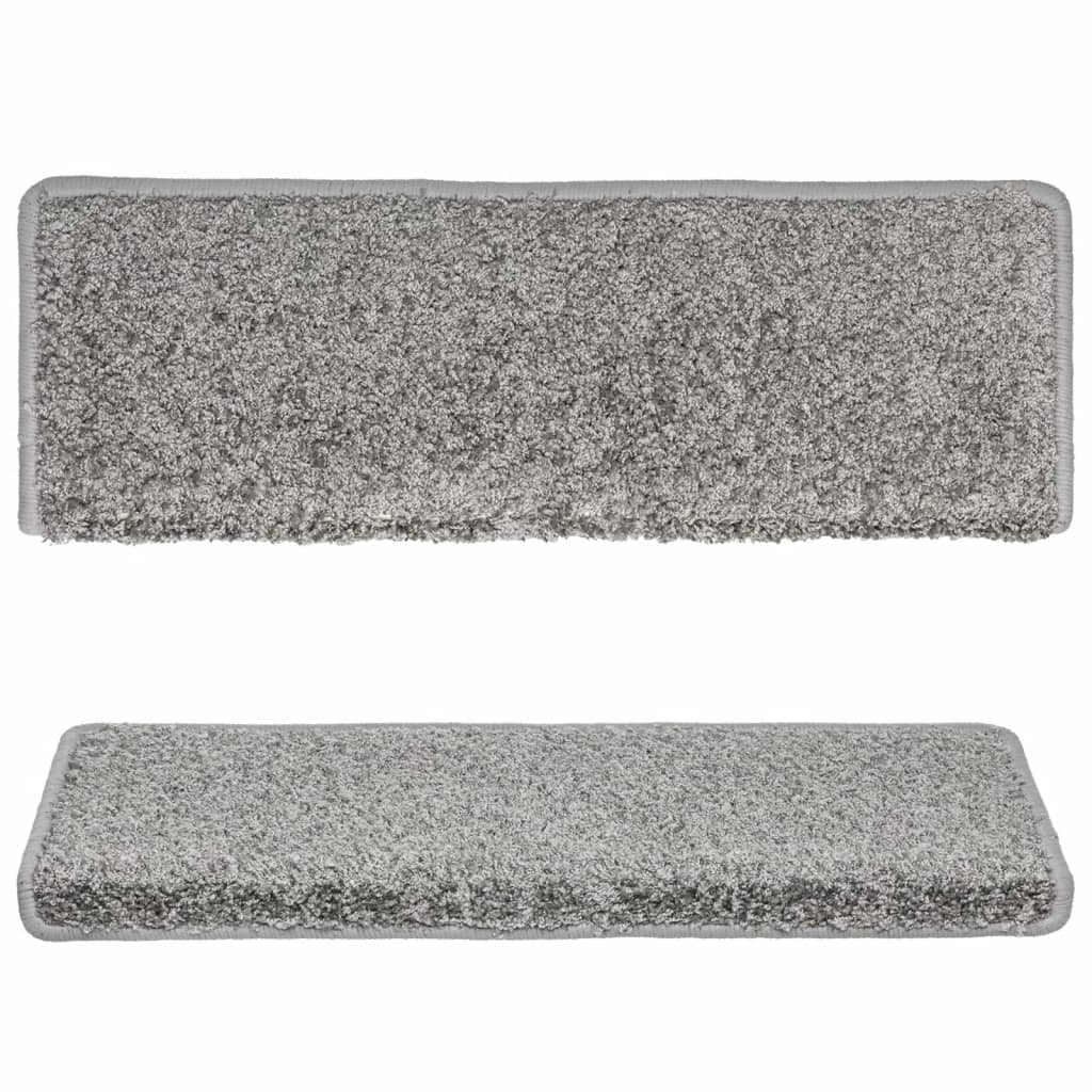 Tapetes de escada 10 peças 65x21x4 cm cinza com borda retangular