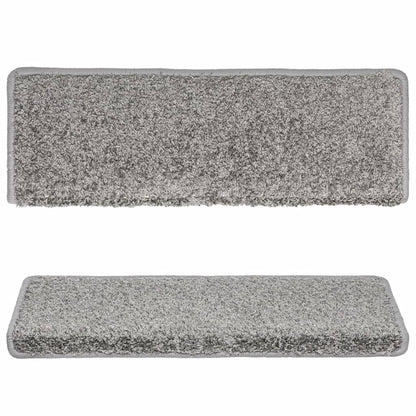 Tapetes de escada 10 peças 65x21x4 cm cinza com borda retangular