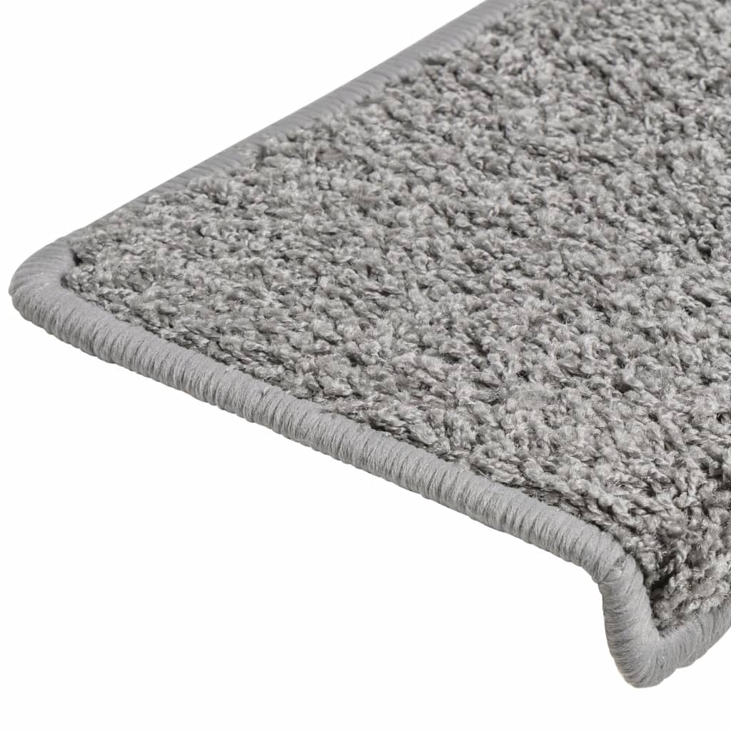 Tapetes de escada 10 peças 65x21x4 cm cinza com borda retangular