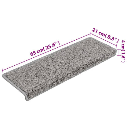 Tapetes de escada 10 peças 65x21x4 cm cinza com borda retangular
