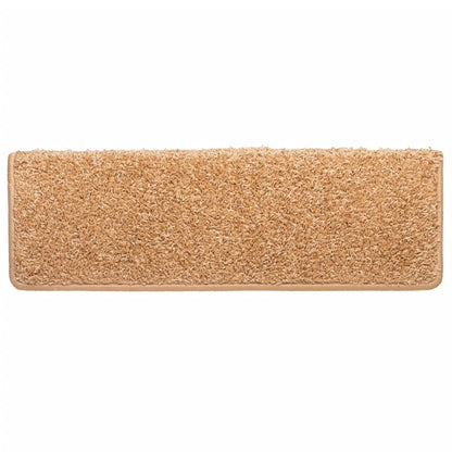 Tapetes de escada 10 peças 65x21x4 cm bege com borda retangular