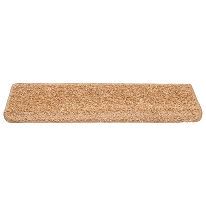 Tapetes de escada 10 peças 65x21x4 cm bege com borda retangular
