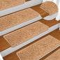 Tapetes de escada 10 peças 65x21x4 cm bege com borda retangular