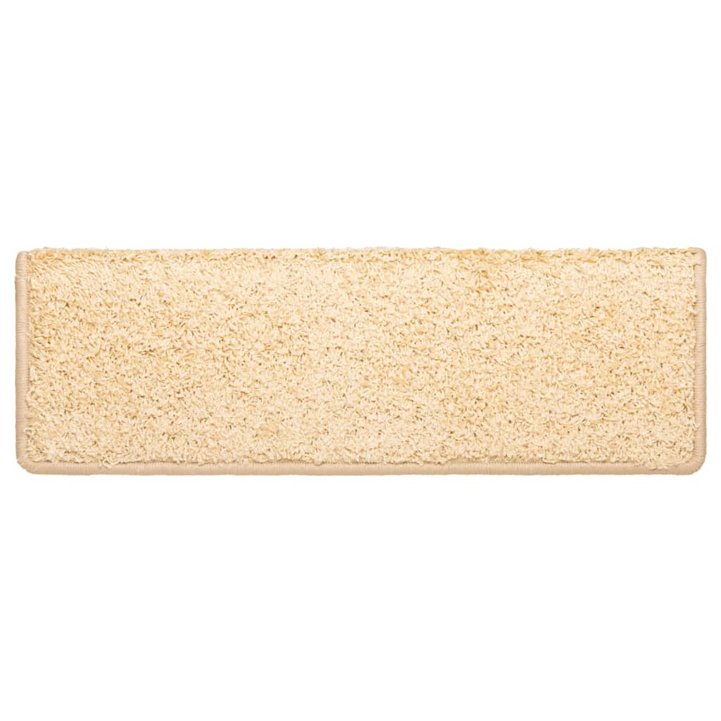 Tapetes de escada 10 peças 65x21x4 cm creme com borda retangular