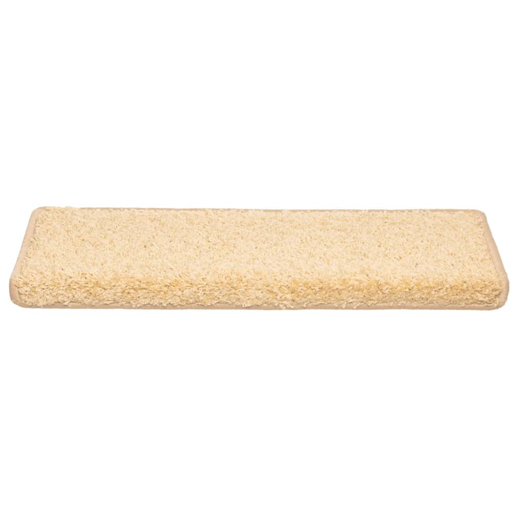 Tapetes de escada 10 peças 65x21x4 cm creme com borda retangular