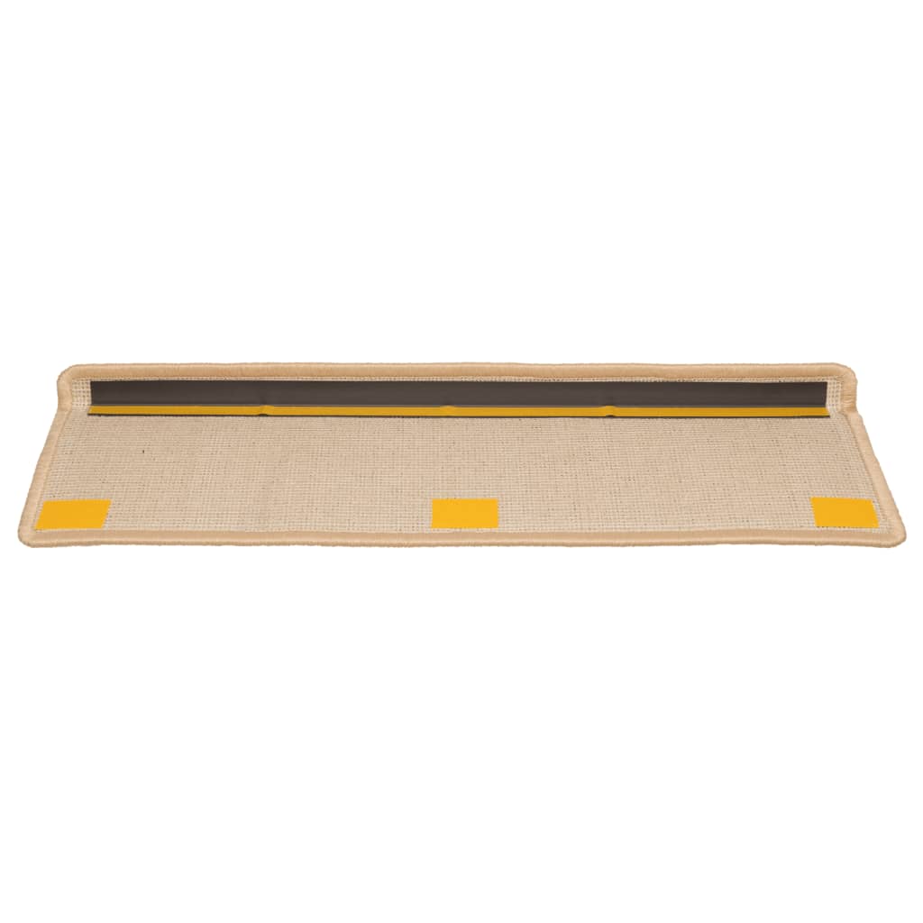 Tapetes de escada 10 peças 65x21x4 cm creme com borda retangular