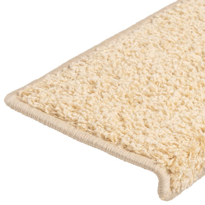 Tapetes de escada 10 peças 65x21x4 cm creme com borda retangular